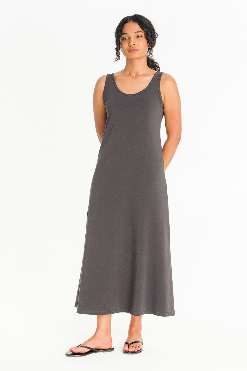 Rosy U Neck Sleeveless Dress, Charcoal