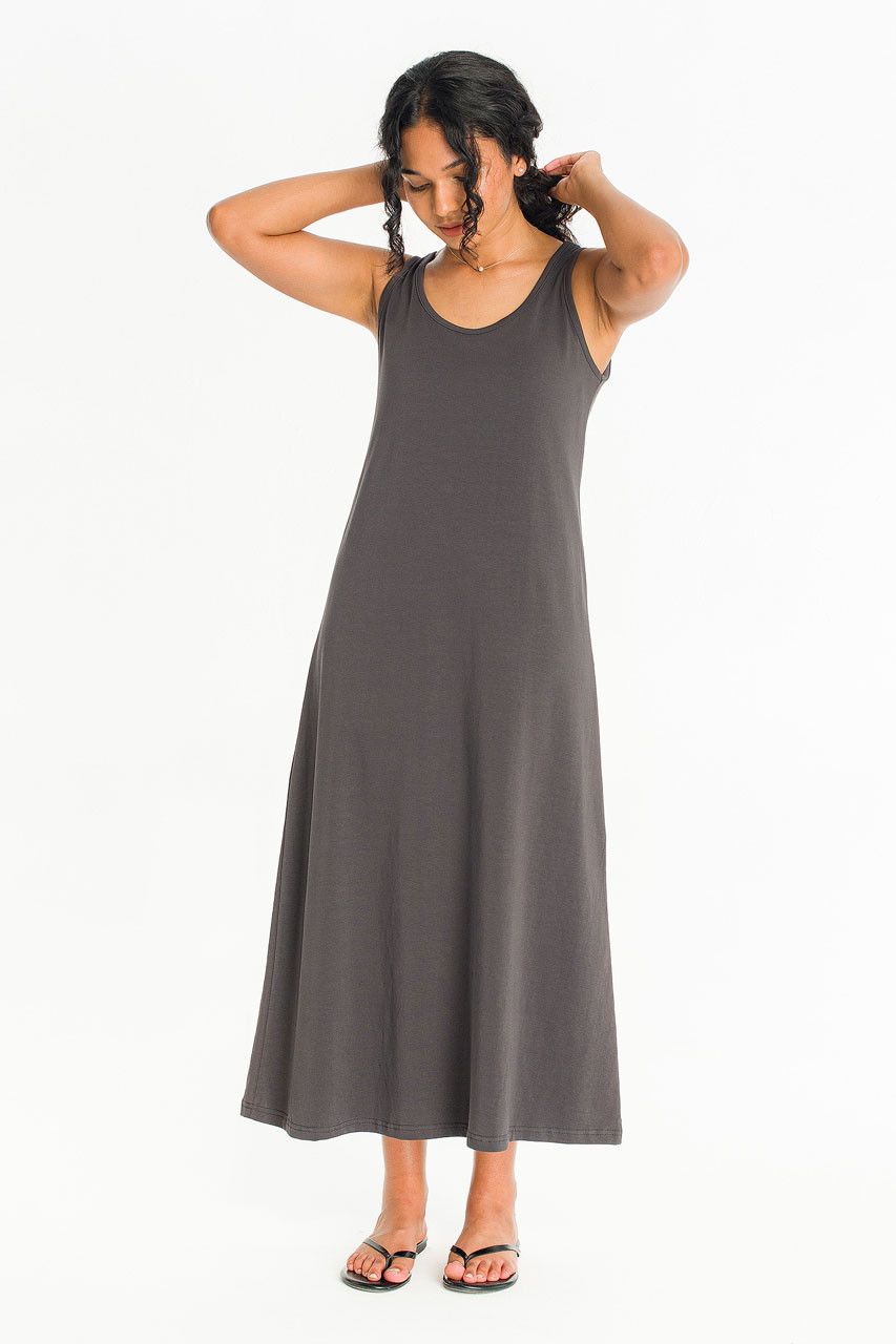 Rosy U Neck Sleeveless Dress, Charcoal