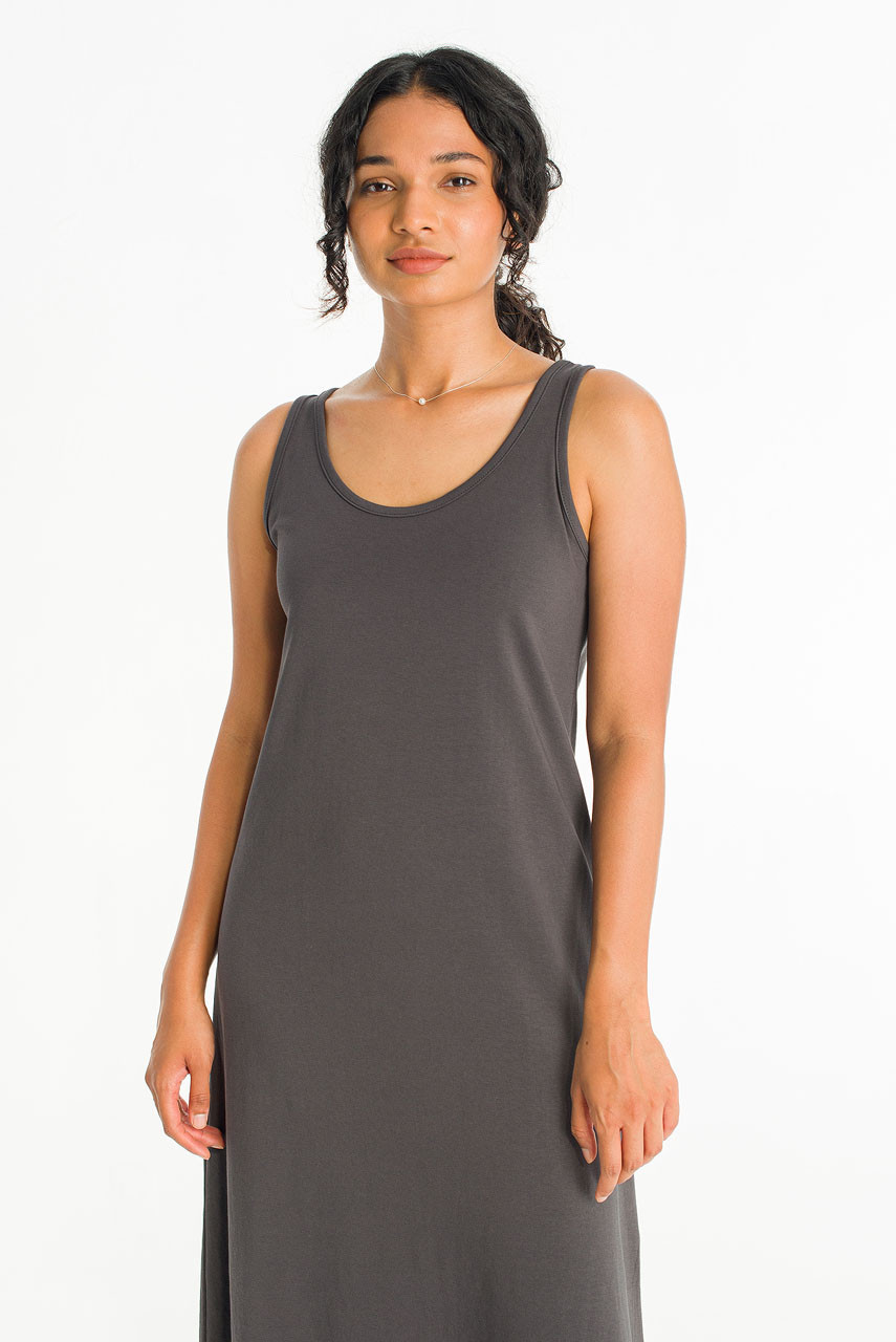 Rosy U Neck Sleeveless Dress, Charcoal