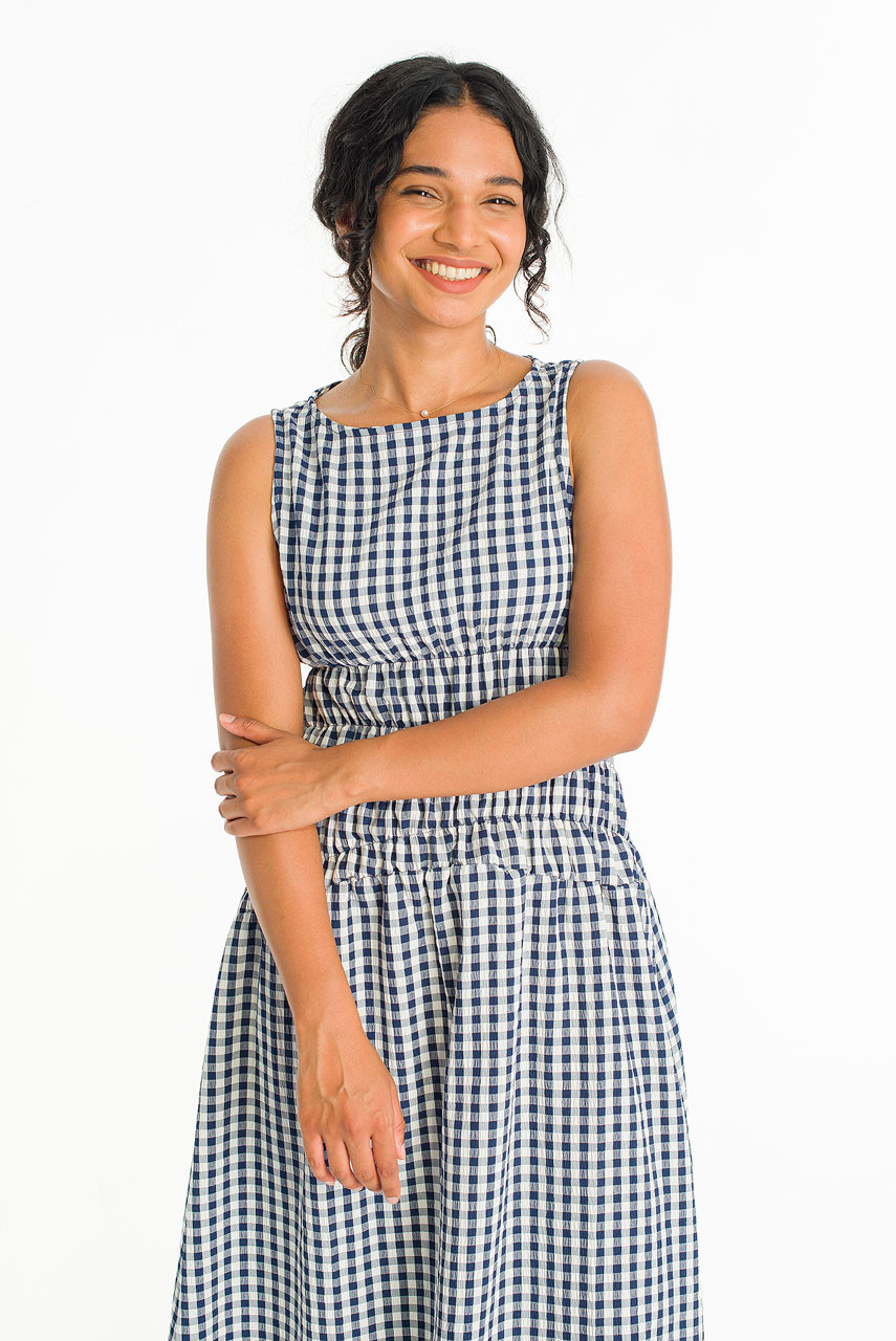 Sara Stripe Dress, Navy