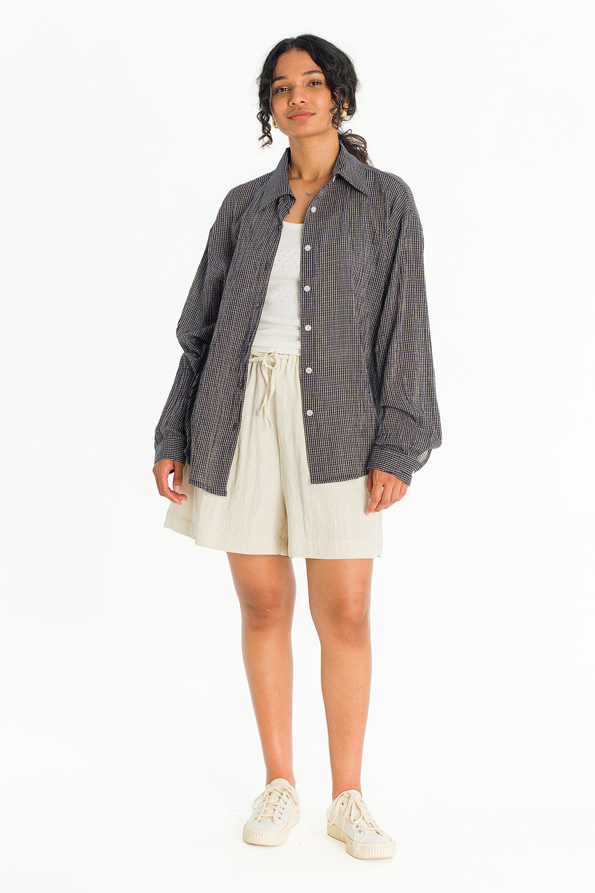 Haku Over Check Shirt, Navy