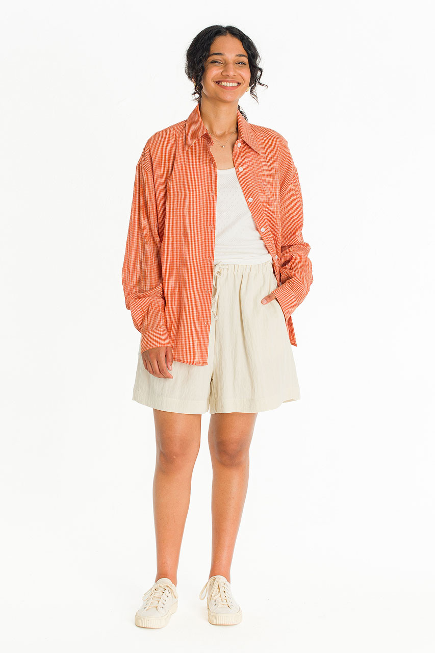 Haku Over Check Shirt, Orange