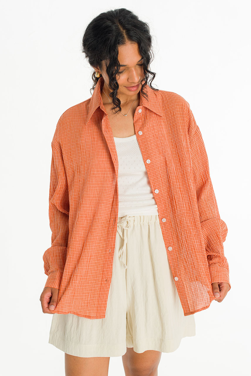 Haku Over Check Shirt, Orange