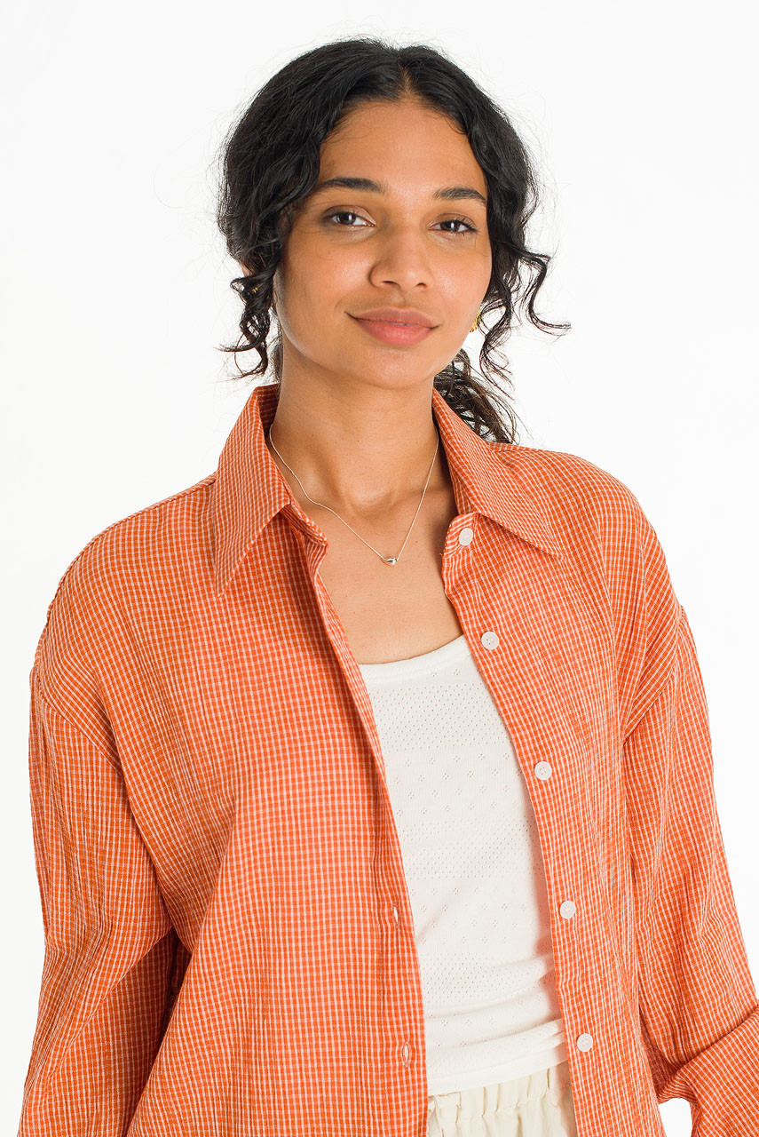 Haku Over Check Shirt, Orange