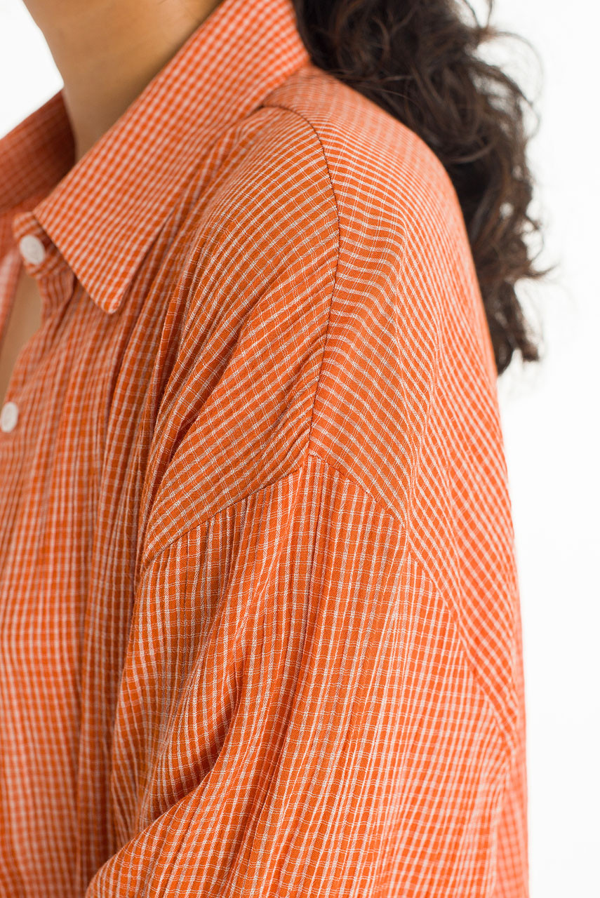 Haku Over Check Shirt, Orange