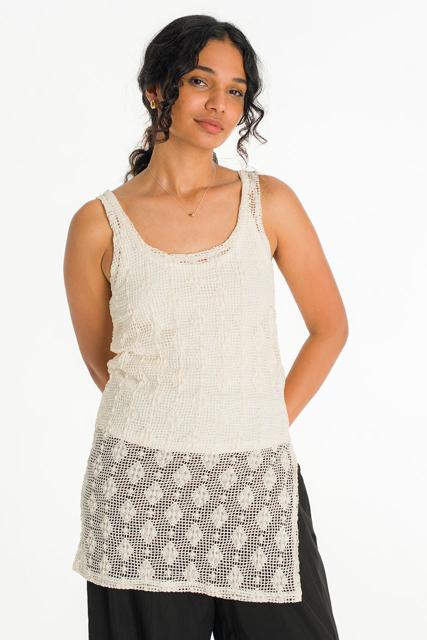 Betty Crochet Tunic, Beige