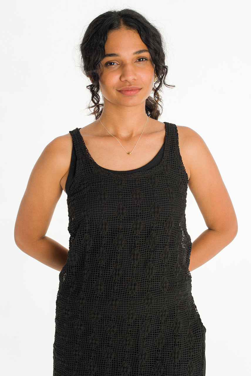 Betty Crochet Tunic, Black