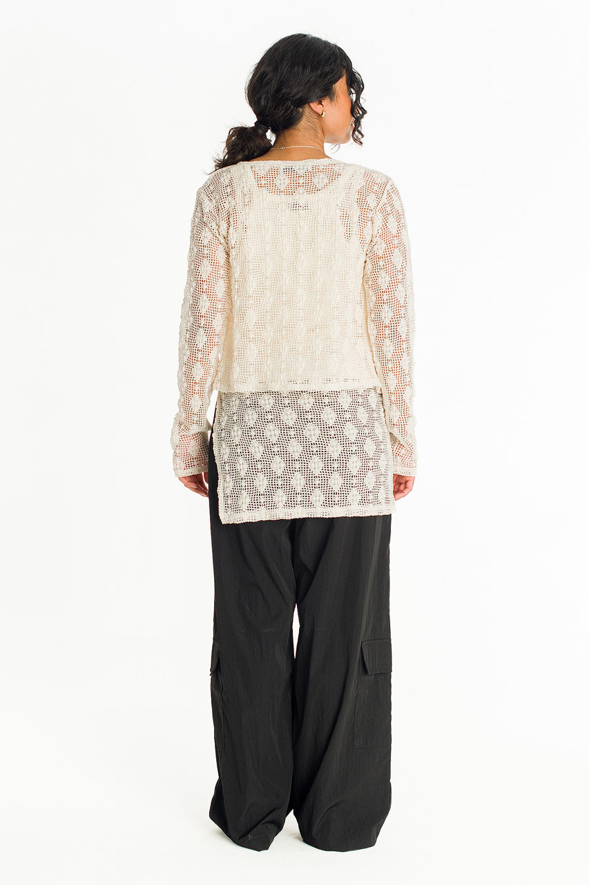 Betty Crochet Cardigan, Beige