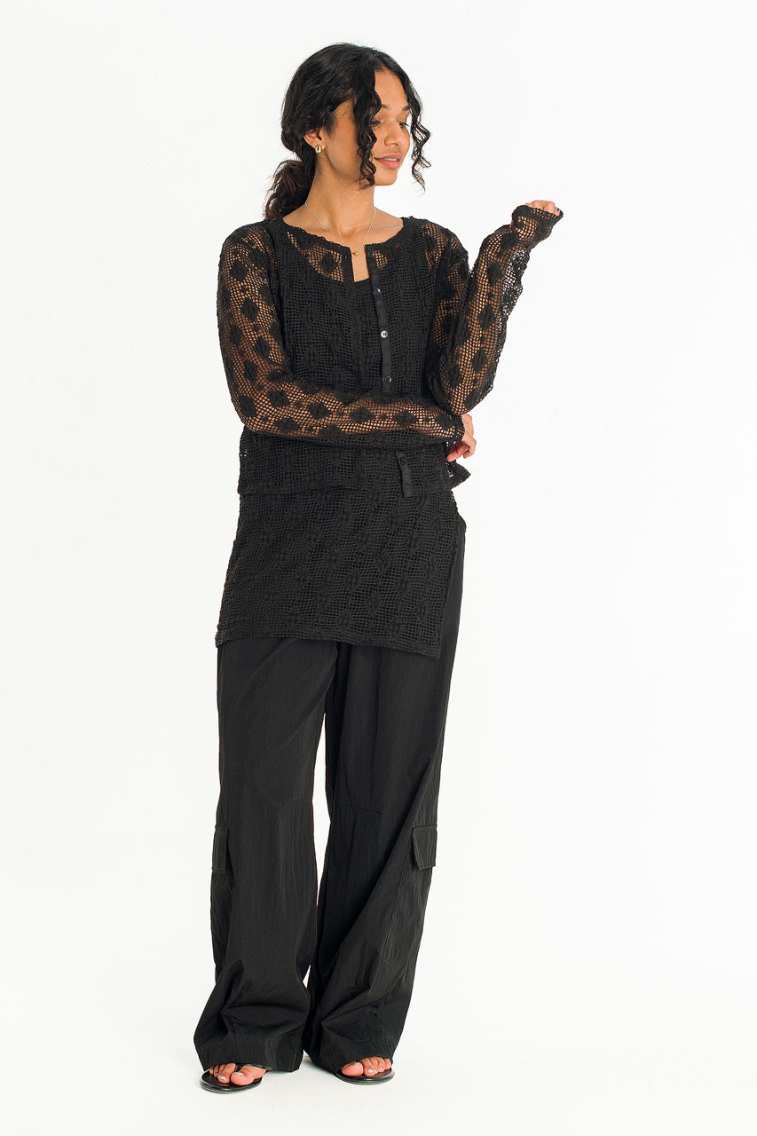Betty Crochet Cardigan, Black