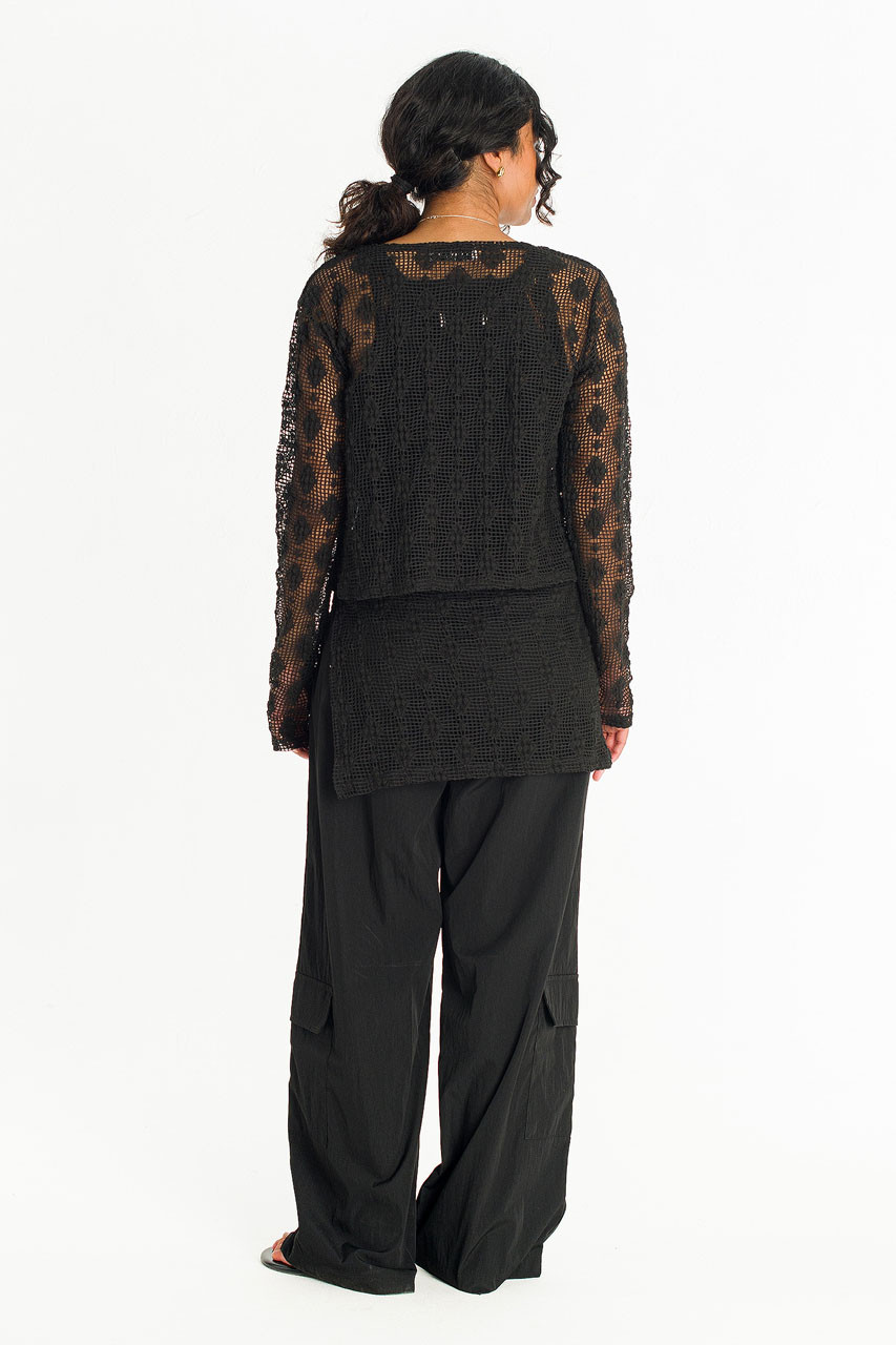 Betty Crochet Cardigan, Black