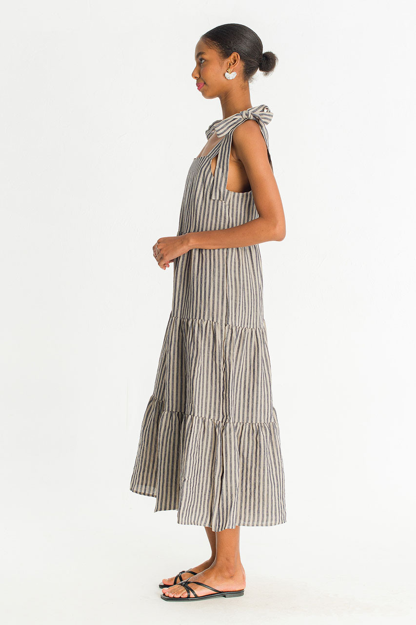 Belle Ribbon Dress, Navy Stripe