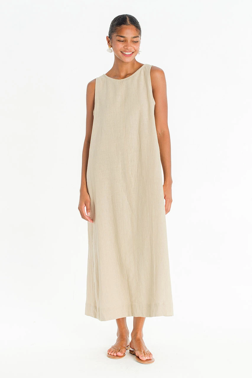 Sorento Linen Dress, Beige