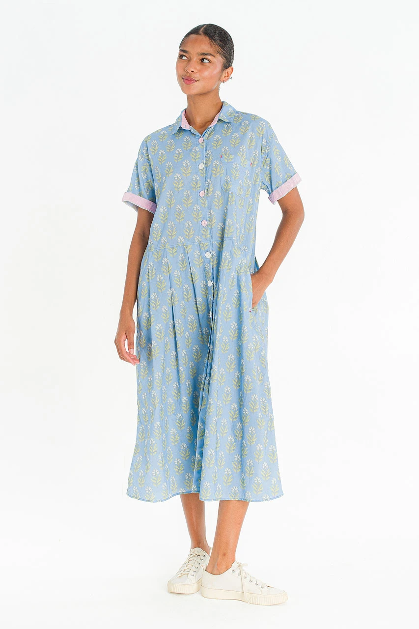Somi Garden Shirt Dress, Blue