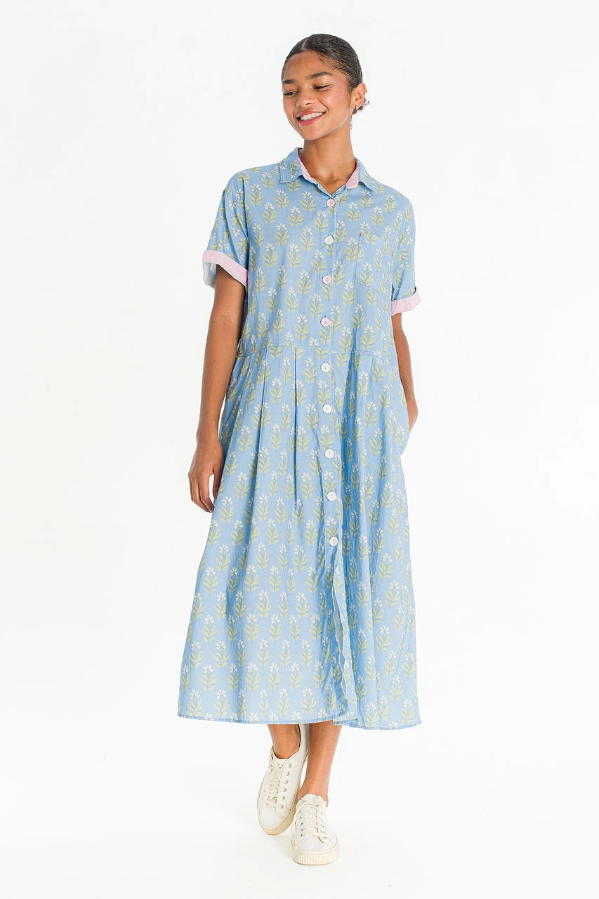 Somi Garden Shirt Dress, Blue