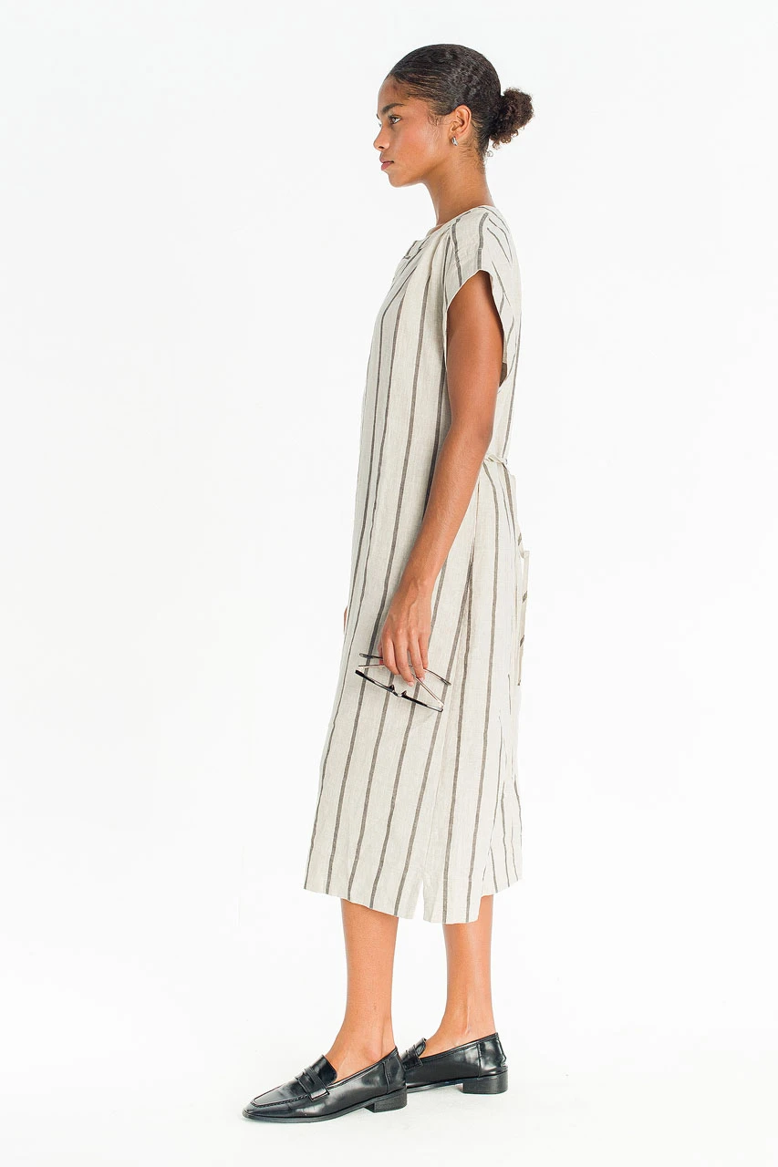 Soi Boxy Stripe Dress, Beige