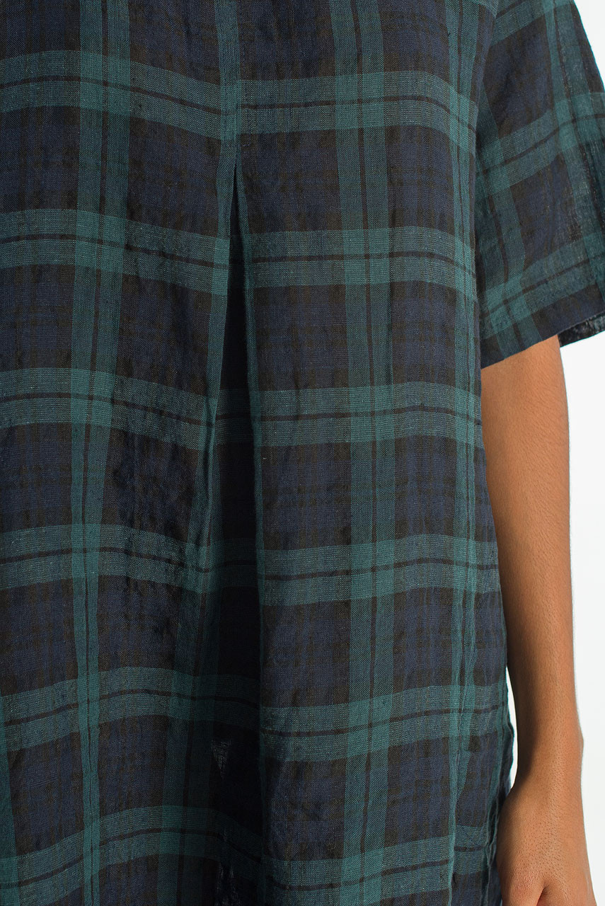 Forest Linen Check Dress, Big Check