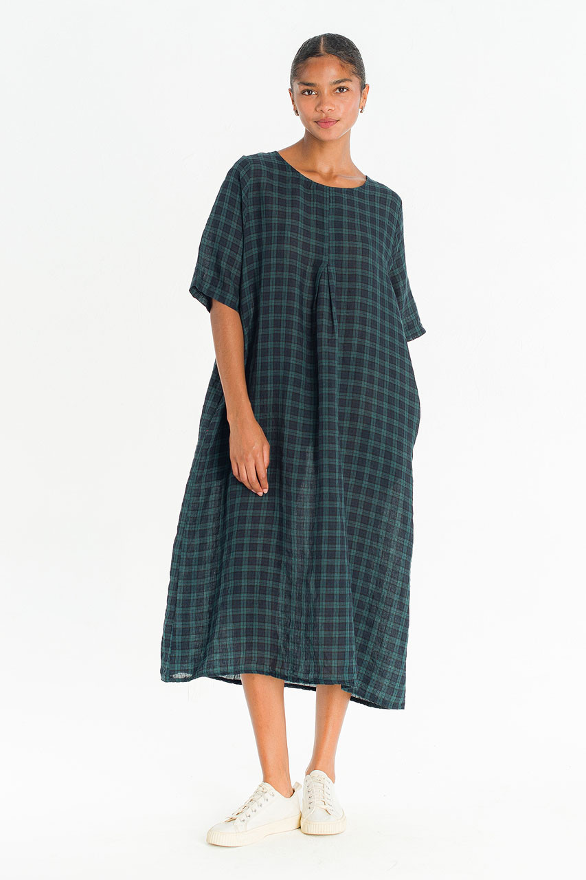 Forest Linen Check Dress, Small Check