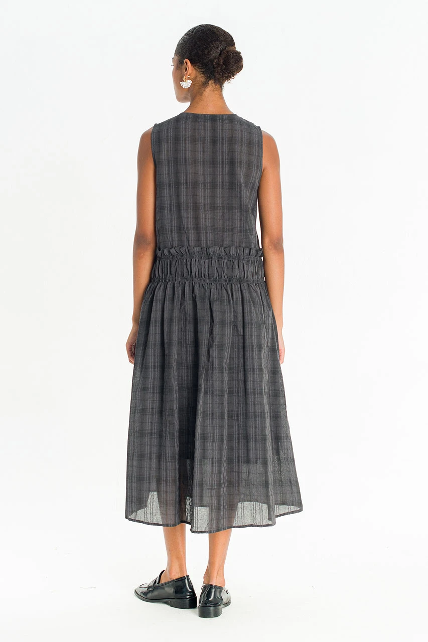 May Frill Waist Dress, Black
