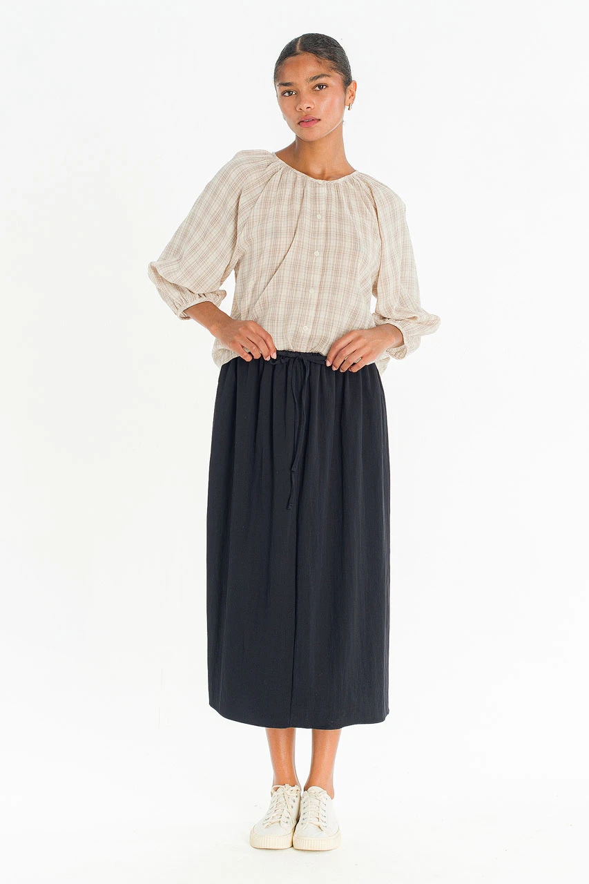 River Draw String Skirt, Black