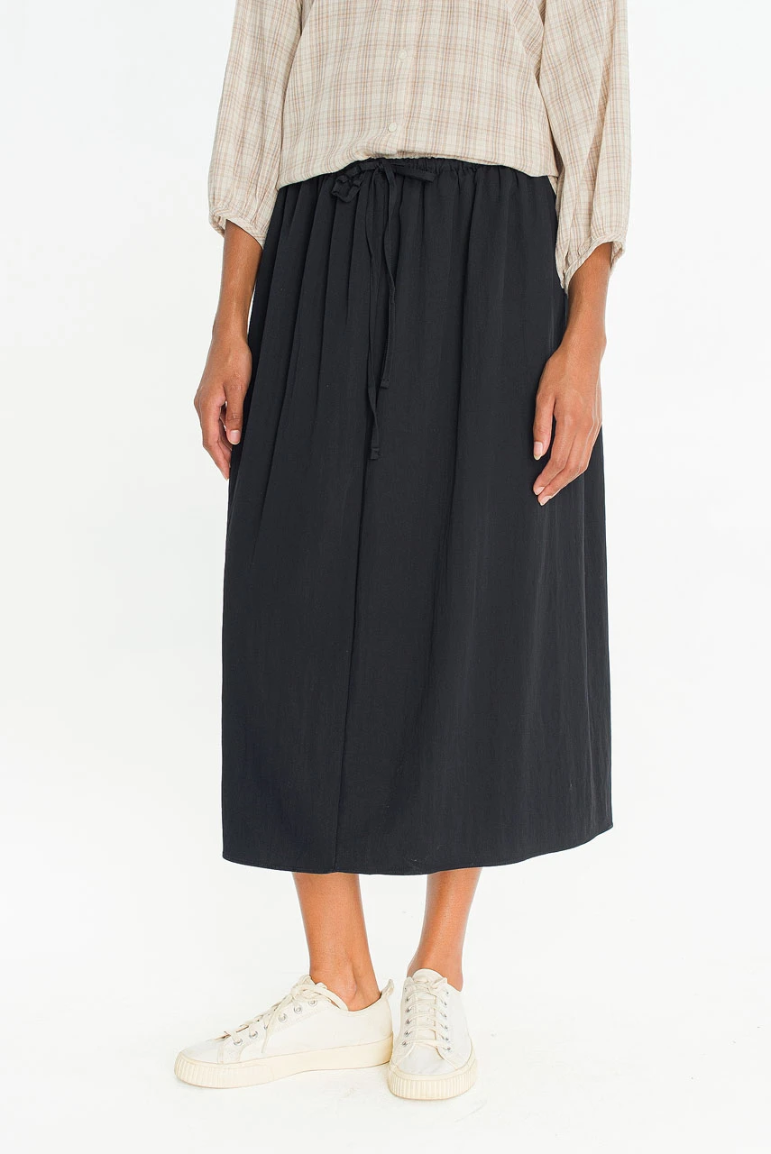 River Draw String Skirt, Black