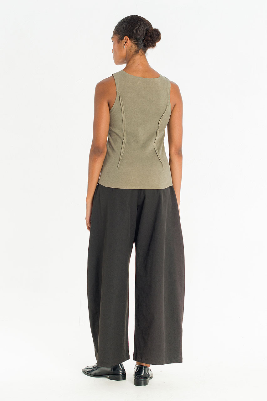 Raw Edge Pigment Tank Top, Khaki