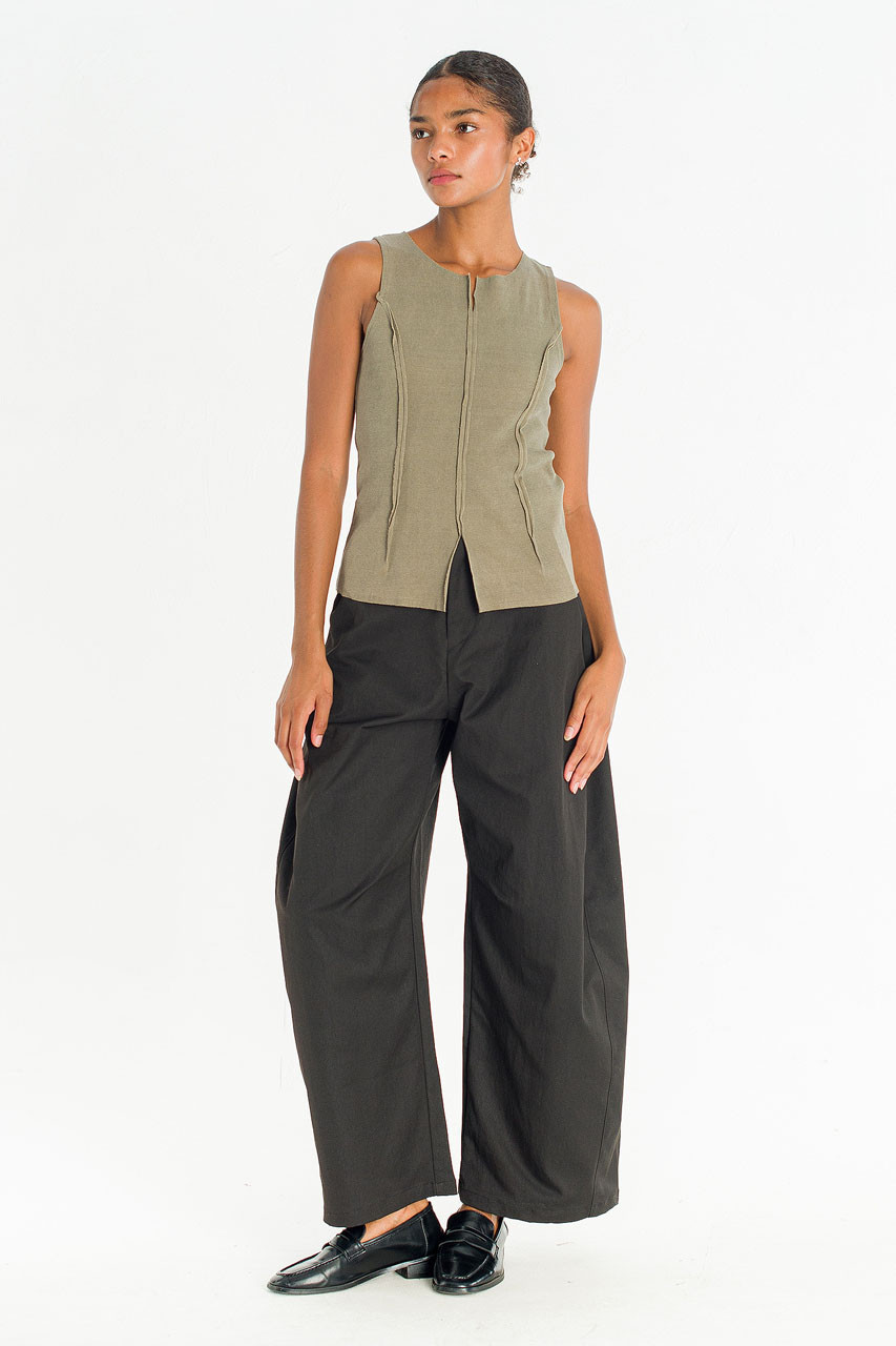 Raw Edge Pigment Tank Top, Khaki
