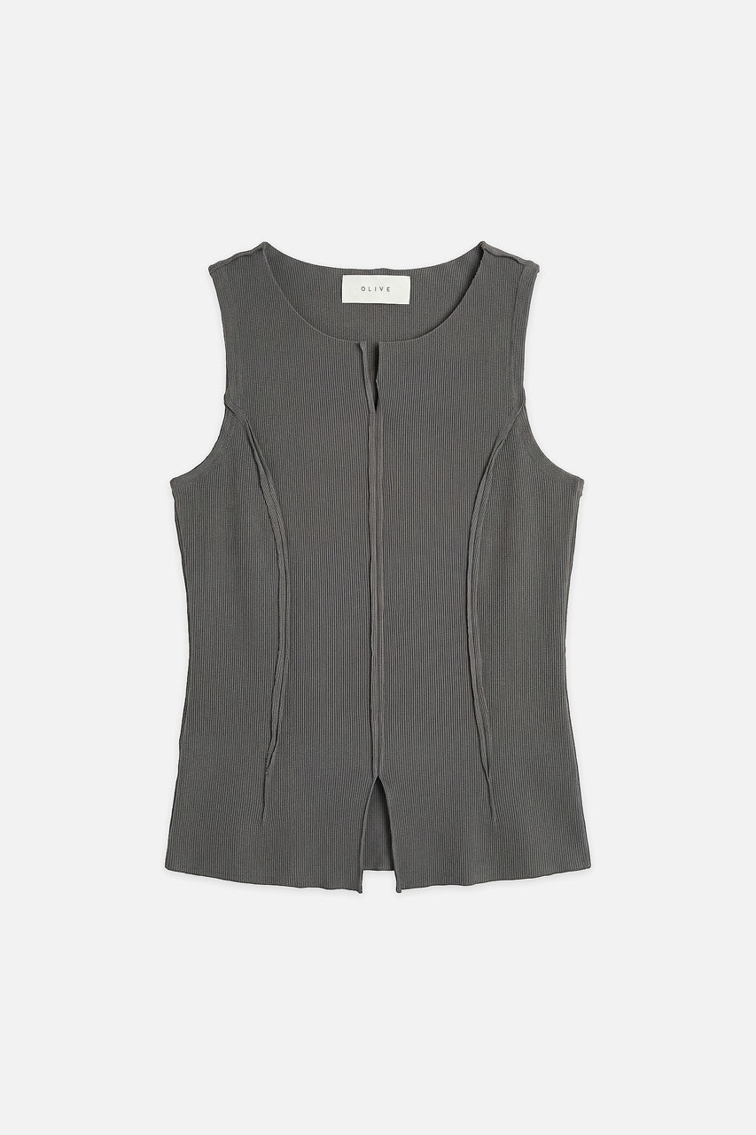 Raw Edge Pigment Tank Top, Charcoal