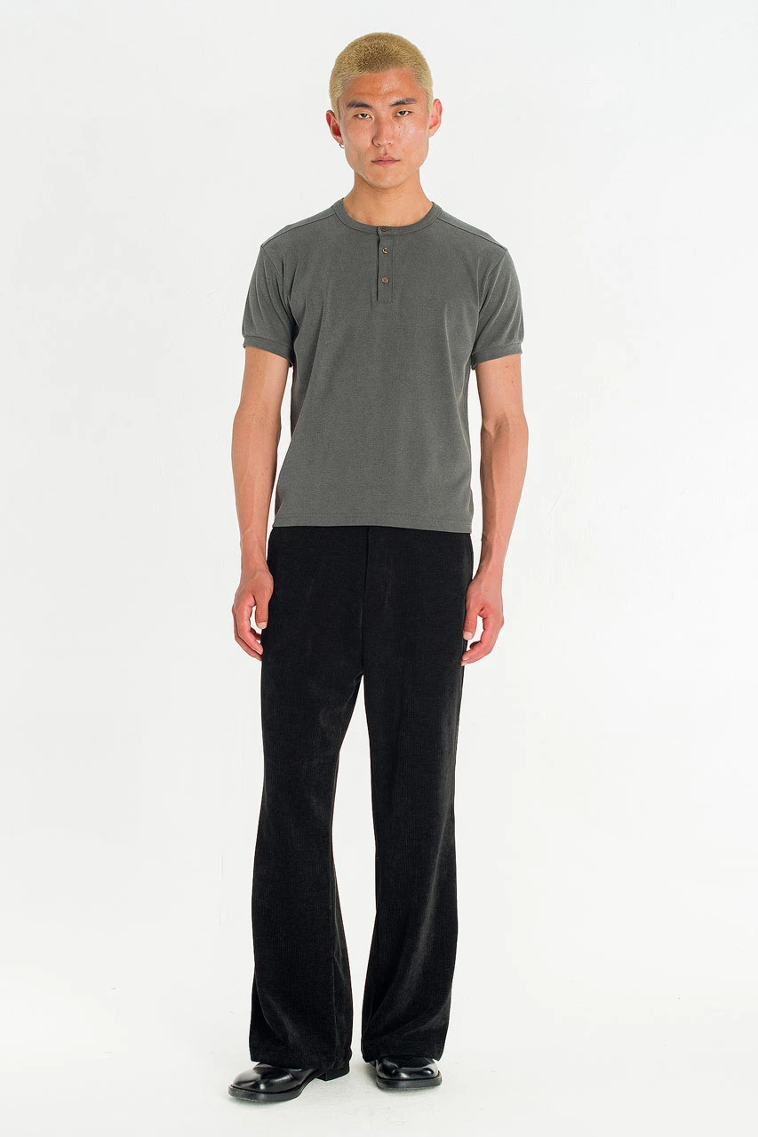 Menswear | Pigment Henley Tee, Charcoal