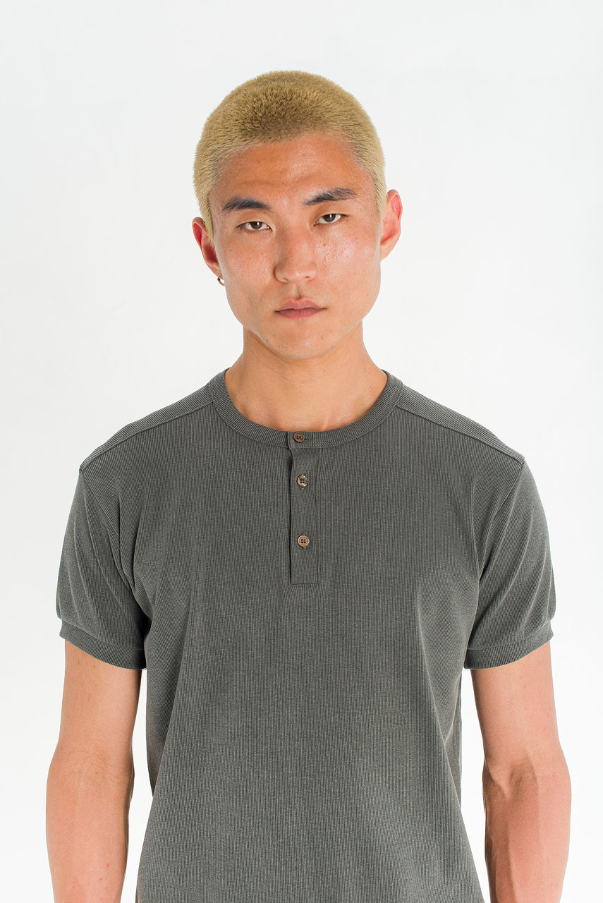 Menswear | Pigment Henley Tee, Charcoal