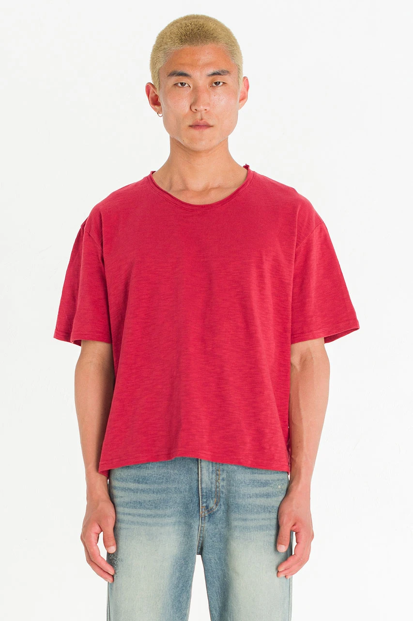 Menswear | Cropped Slub Tee, Red
