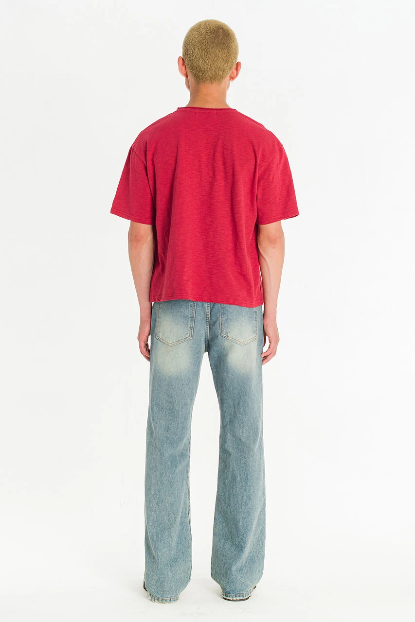 Menswear | Cropped Slub Tee, Red