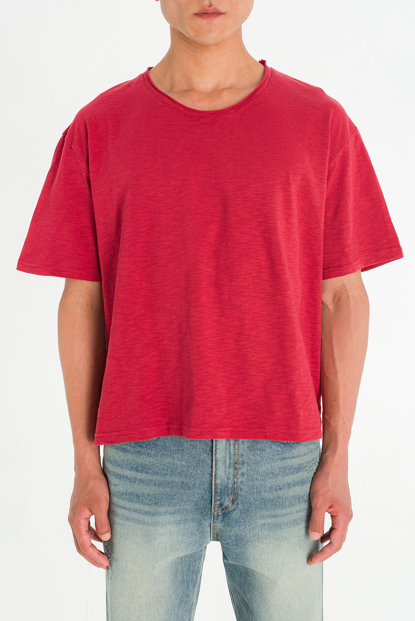 Menswear | Cropped Slub Tee, Red