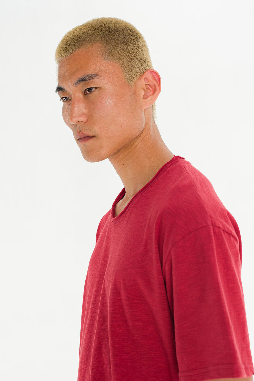 Menswear | Cropped Slub Tee, Red