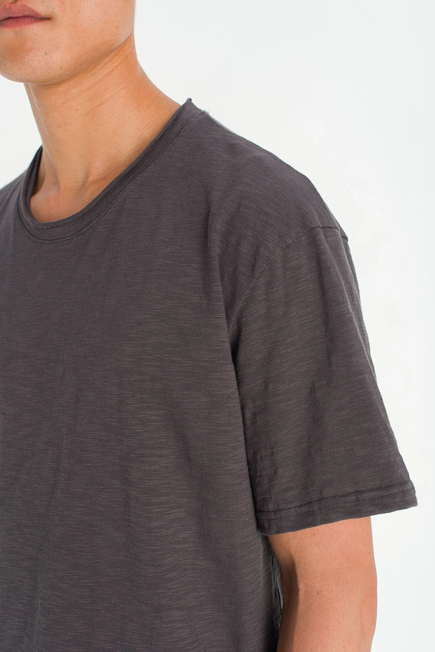 Menswear | Cropped Slub Tee, Charcoal