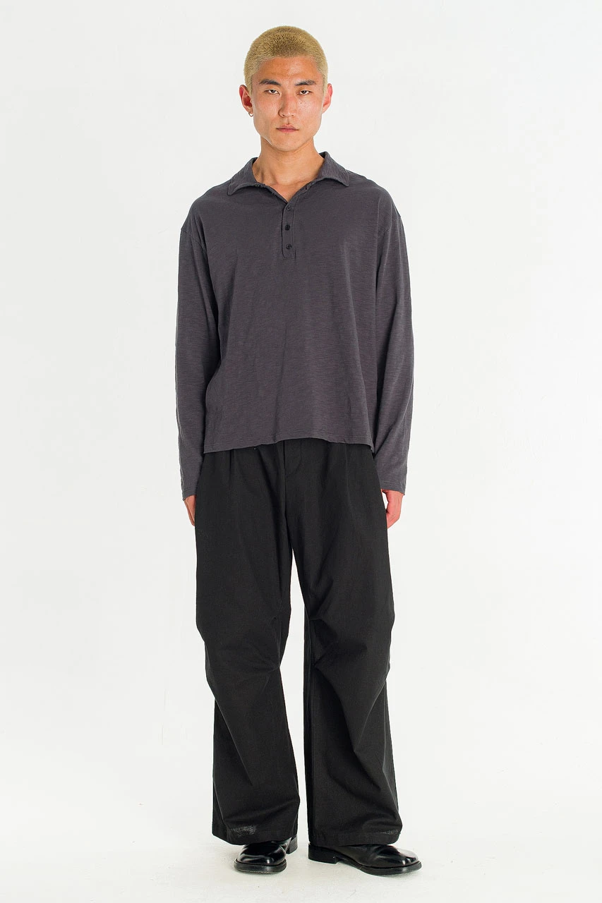 Menswear | Slub Polo Tee, Charcoal