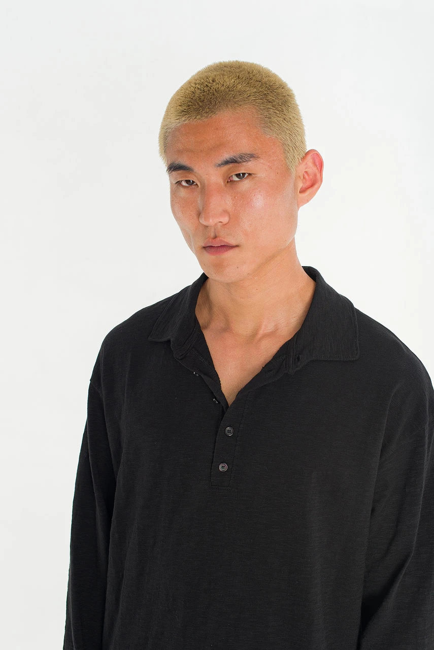 Menswear | Slub Polo Tee, Black