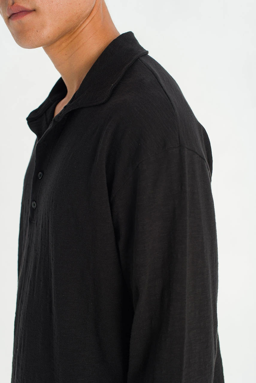 Menswear | Slub Polo Tee, Black