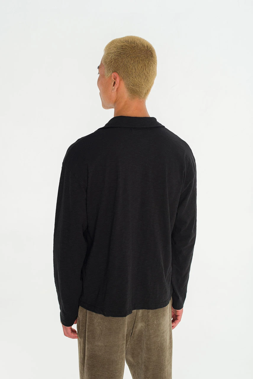 Menswear | Slub Polo Tee, Black