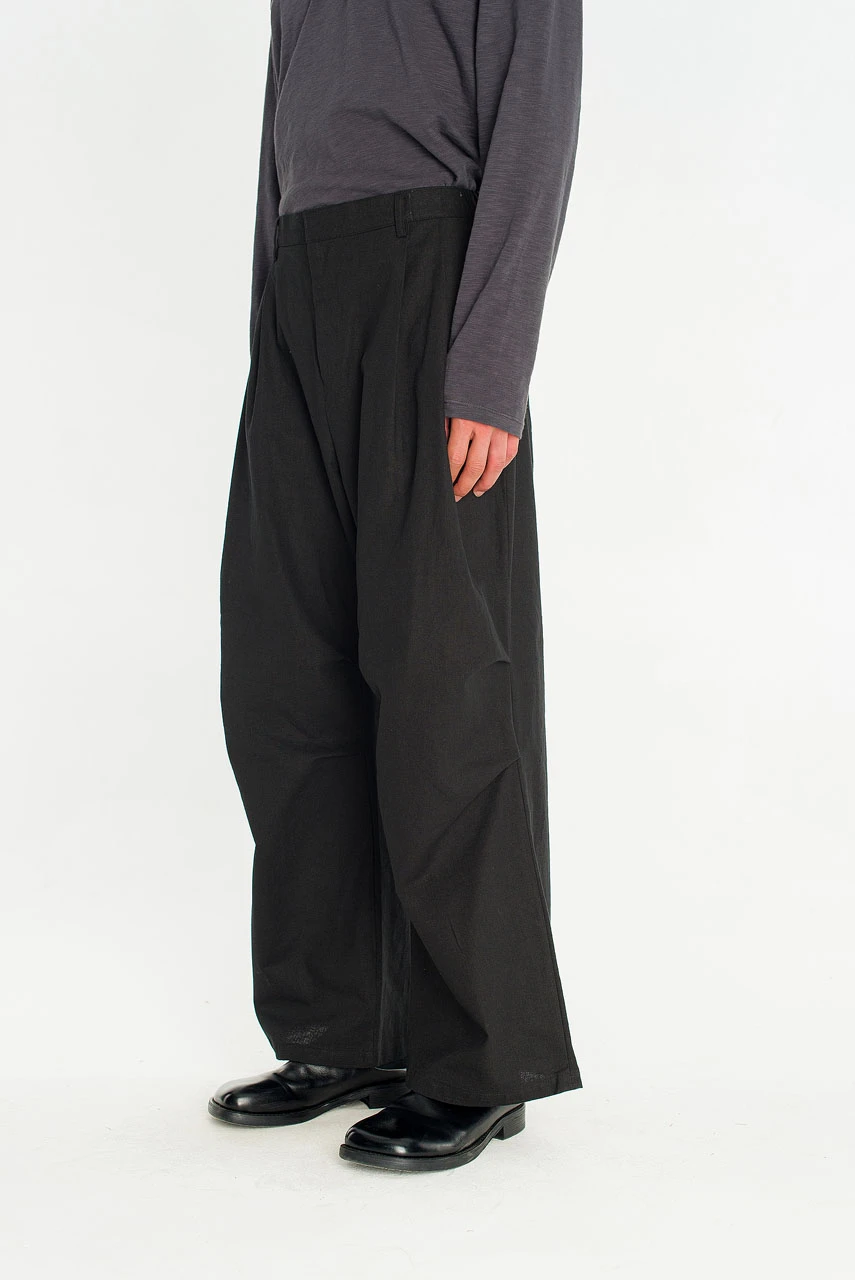 Menswear | Linen Pintuck Pants, Black