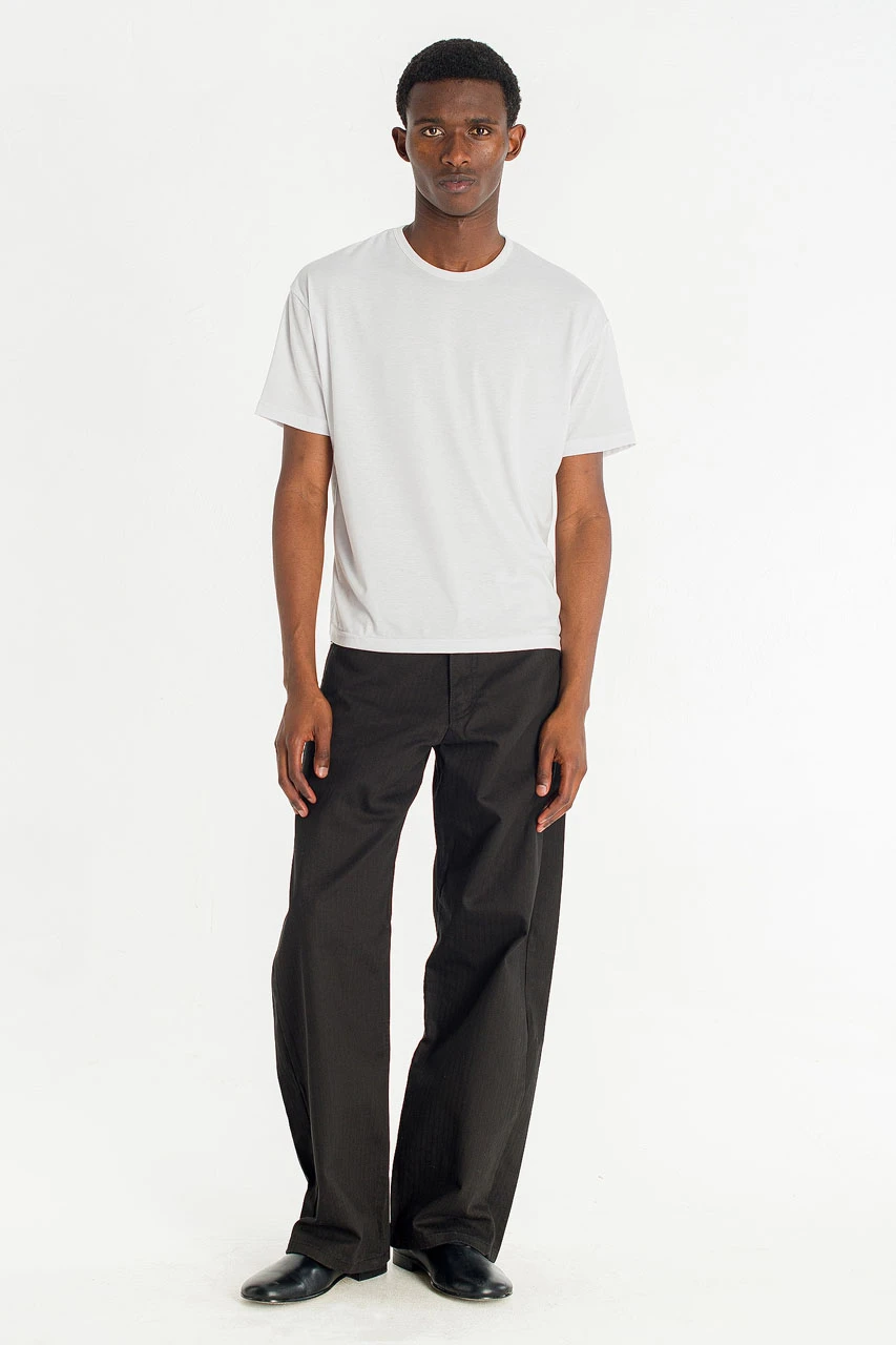 Menswear | Curved Herringbone Pants, Black