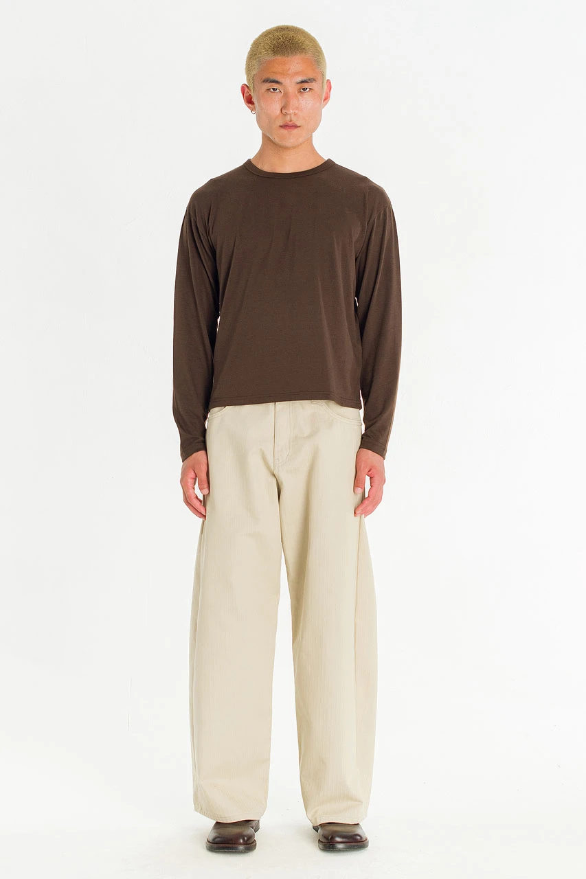 Menswear | Curved Herringbone Pants, Cream