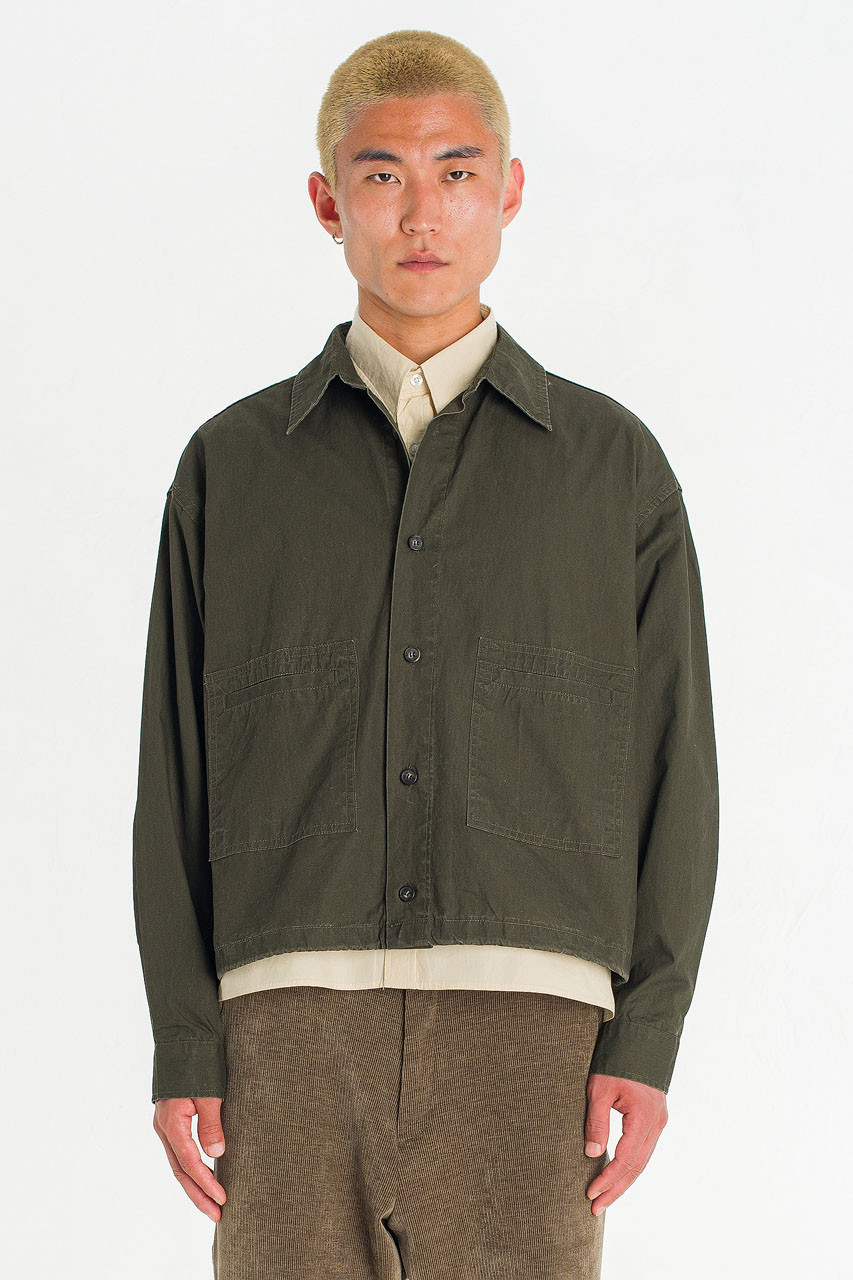 Menswear | Cropped Overshirt, Khaki