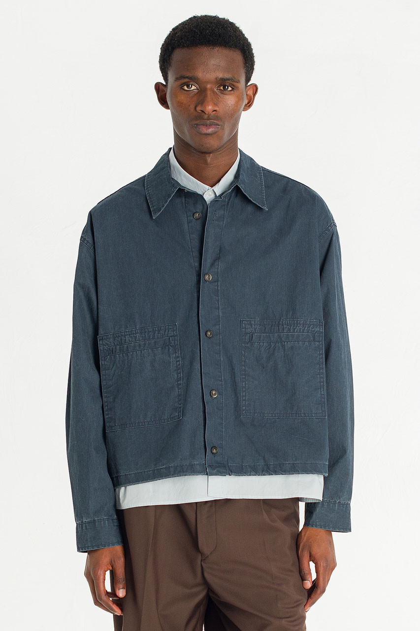 Menswear | Cropped Overshirt, Dark Blue