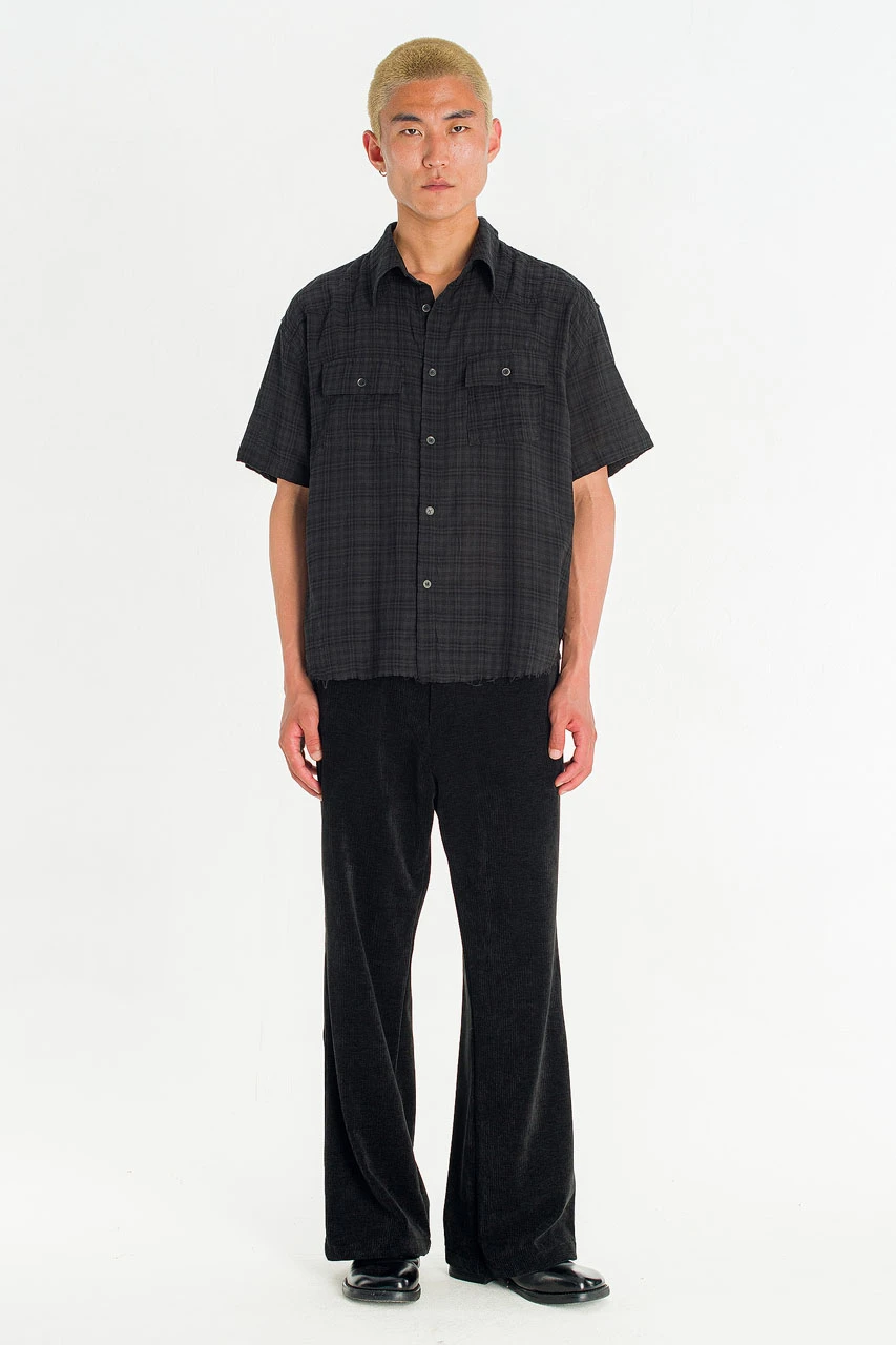 Menswear | Raw-Cut Check Shirt, Black