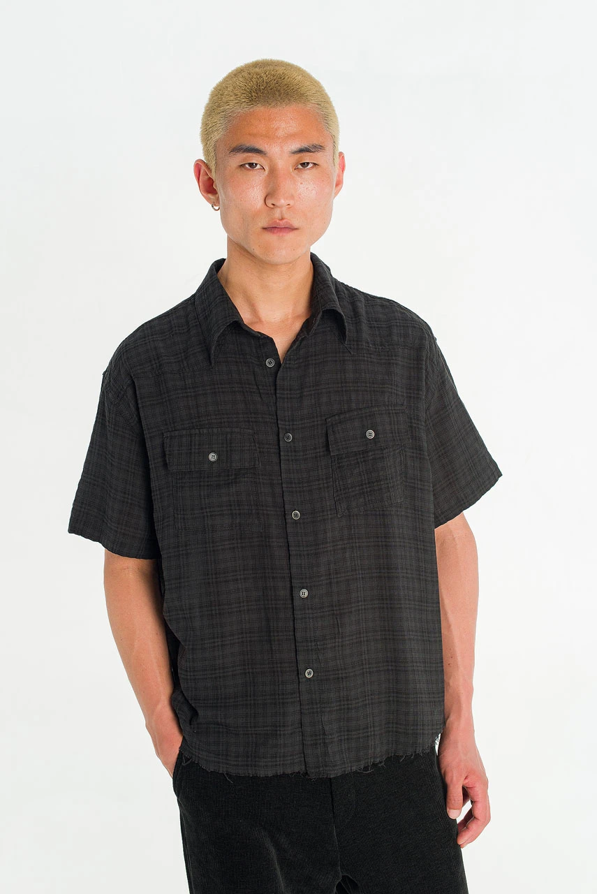 Menswear | Raw-Cut Check Shirt, Black