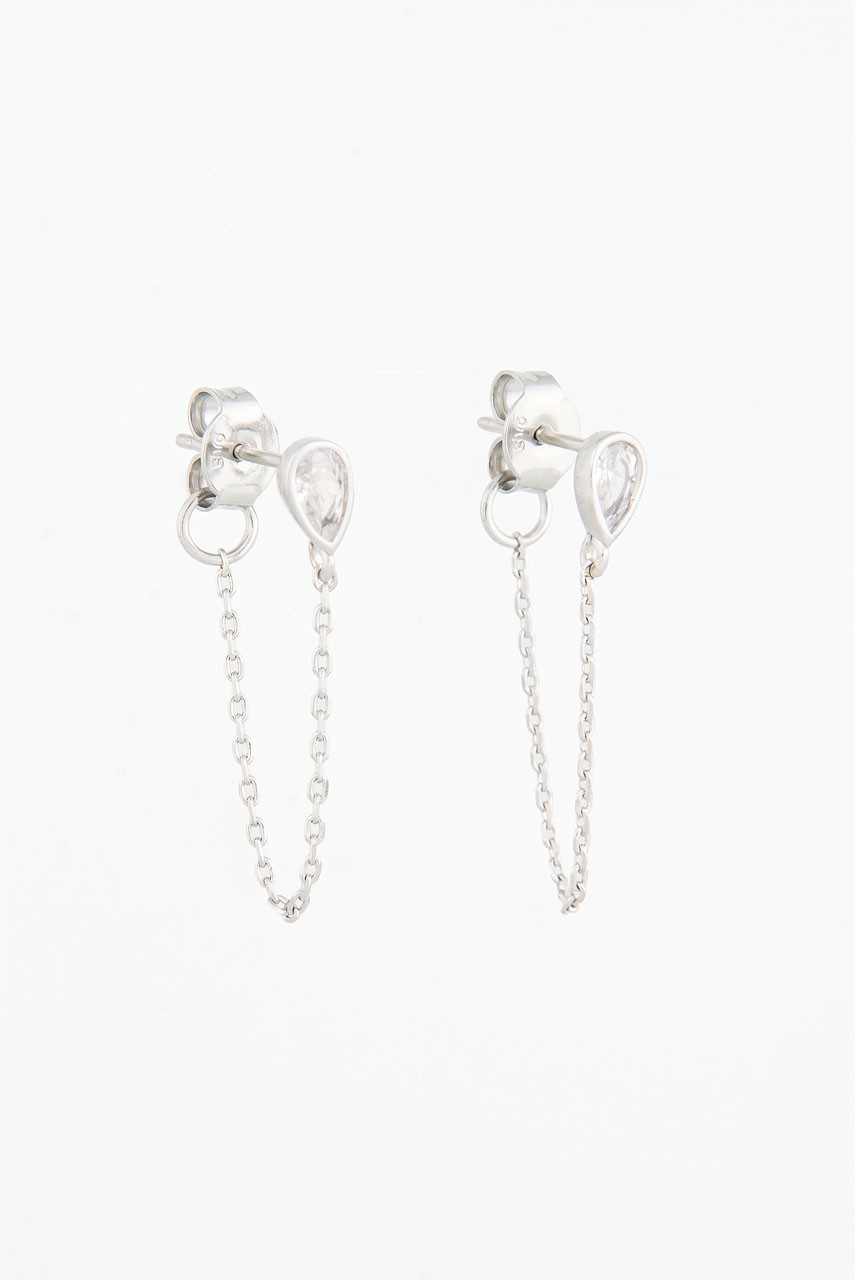 Teardrop Ear Jacket Studs, Silver