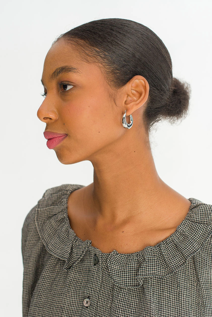 Chunky Hoop Earrings, Silver