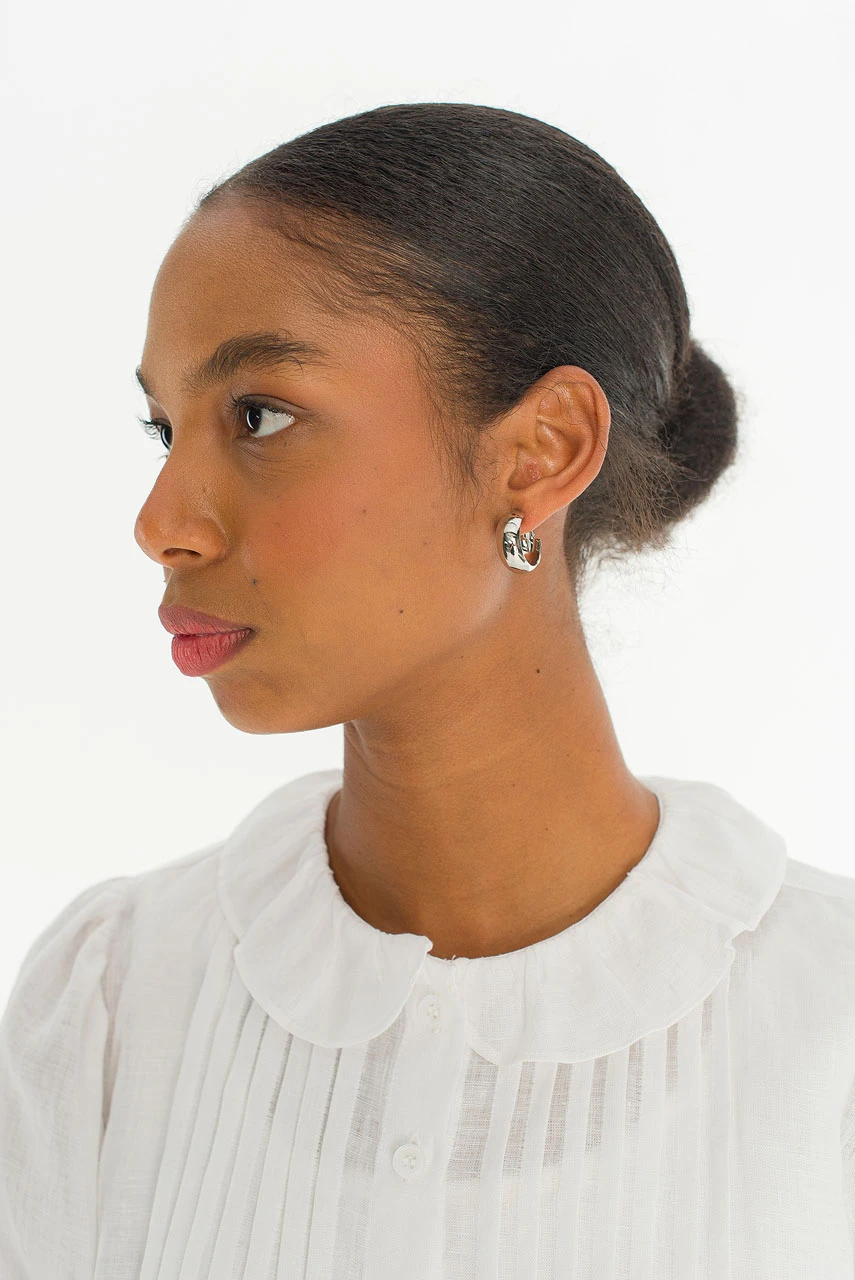 Modern Hoop Earrings, Silver