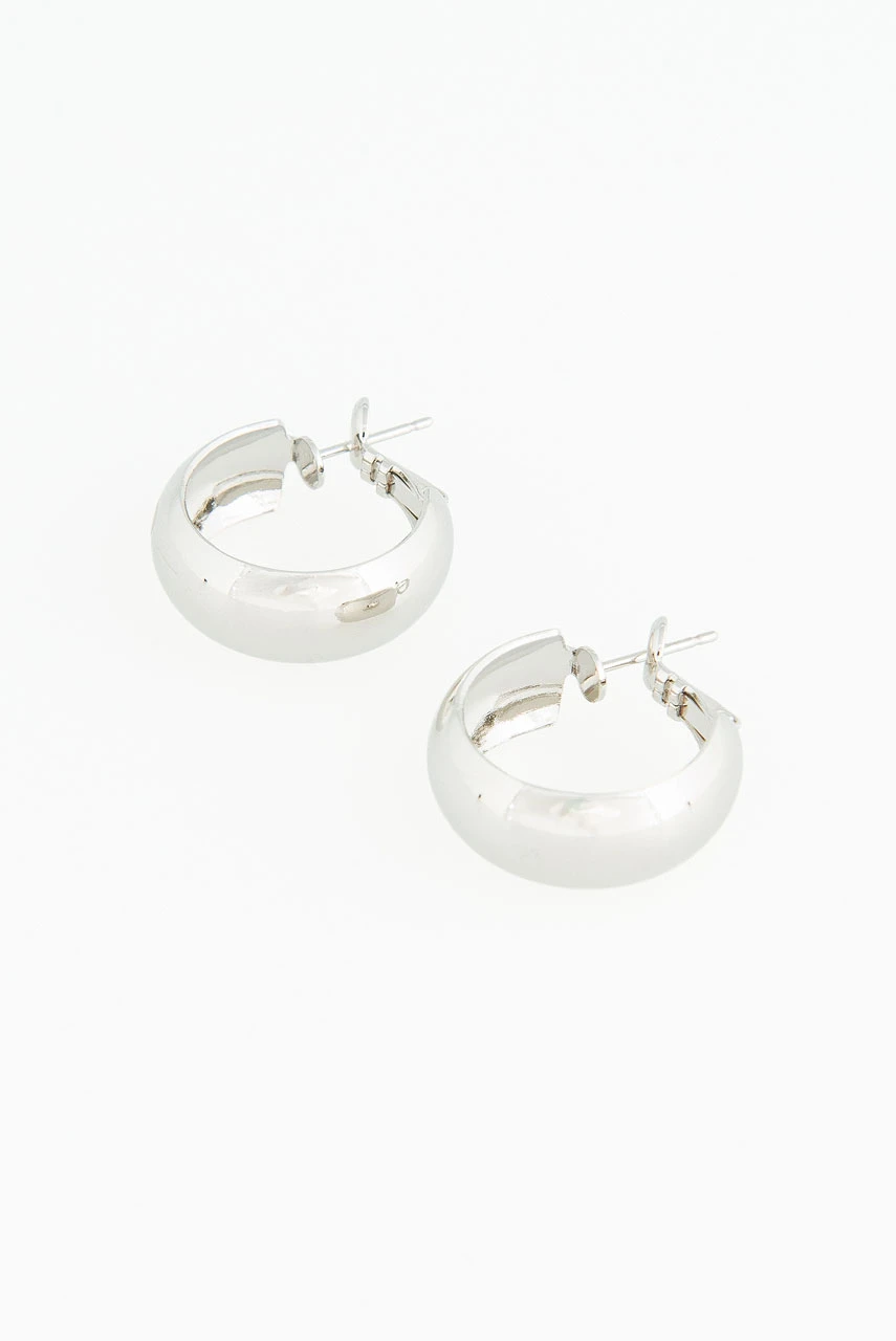 Modern Hoop Earrings, Silver