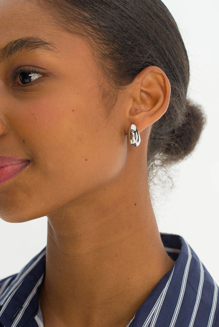 Organic Drop Studs, Silver